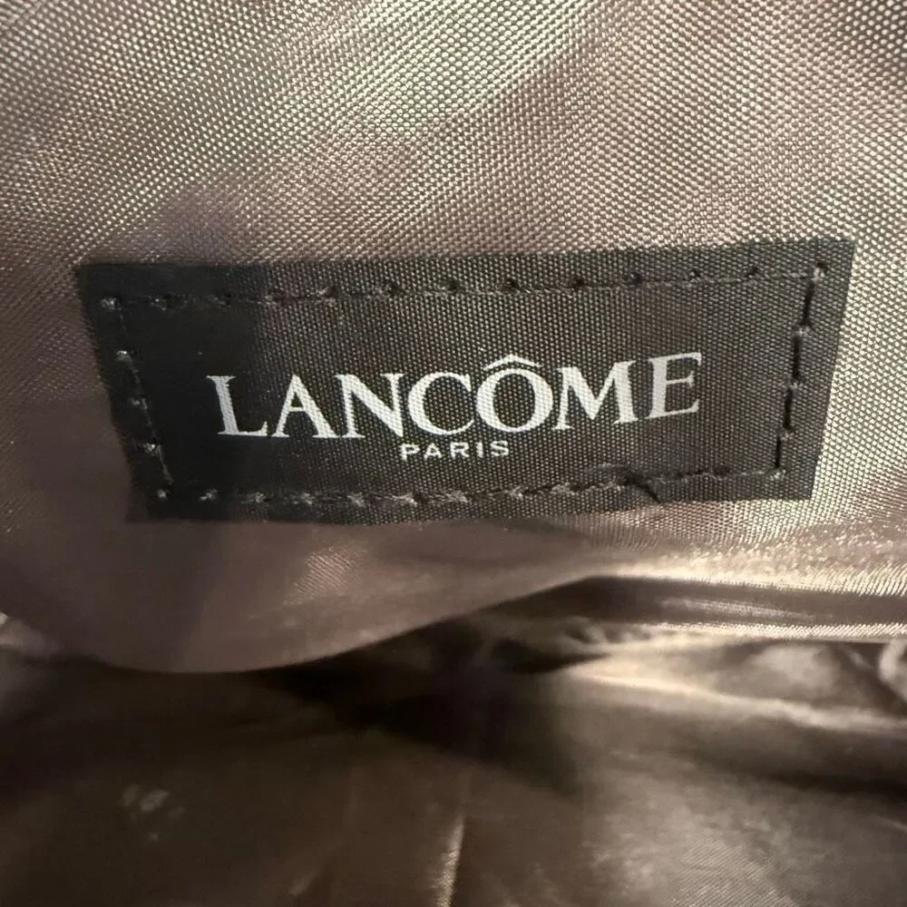 Lancome Patent Vegan Leather Glossy Rose Gold Travel Toiletry Make Up Case Cosme